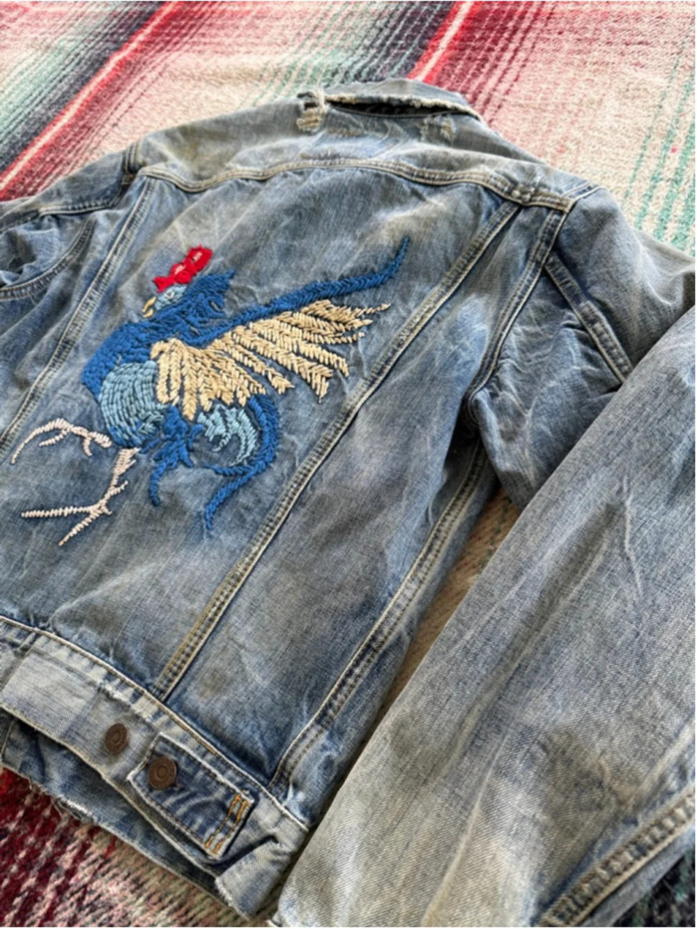 70s Levi’s LVC 
Type 3 Embroidered Rooster Denim Jacket M - Picture 4 of 8